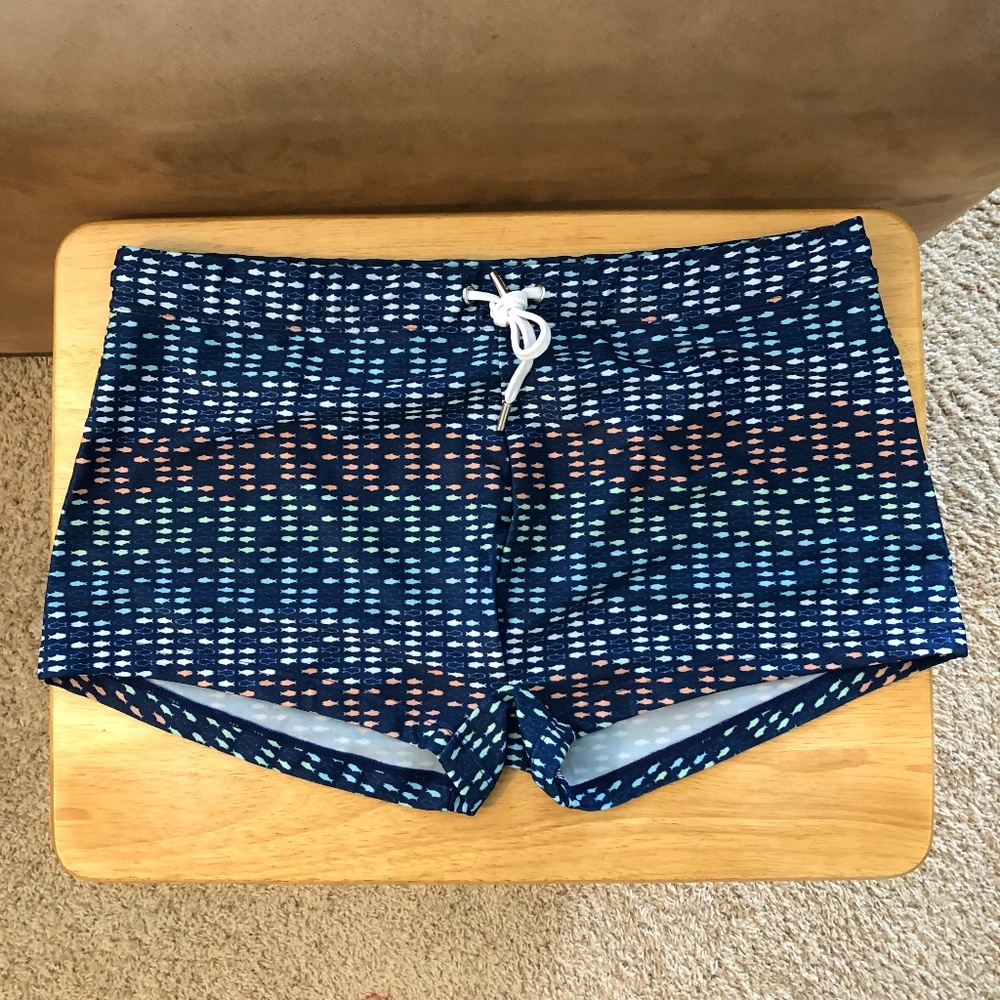2(X)IST MEN'S CABO SWIM TRUNK WAVY FISH PRINT ESTATE BLUE XL NWOT